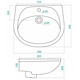 Умывальник БРИЗ-55 с 1-отв 1WH110460 Santek в Орле 2