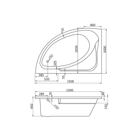 Ванна акриловая Santek Гоа 150x100 с гидромассажем левая Комфорт 1WH112388 в Орле 1