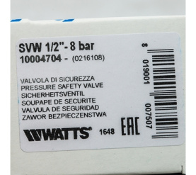 Предохранительный клапан для систем водоснабжения 8 бар. SVW 8 1/2 Watts 10004704(02.16.108) в Орле 6