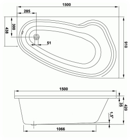 Каркас Riho Nora 160x90 L для асимметричной ванны металлический в Орле 2