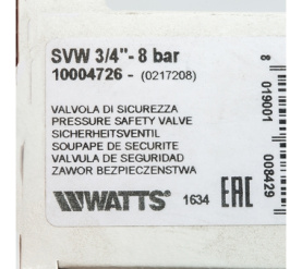 Предохранительный клапан вр 3/4 x 8 бар SVW 8 3/4 Watts 10004726(02.17.208) в Орле 6