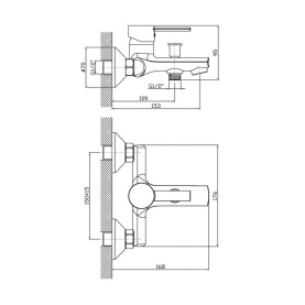 Смеситель GERA (арт. GE61611341) для ванны короткий изл.,карт.35мм Zollen в Орле 2