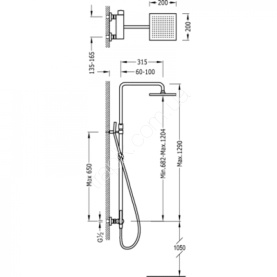 Душевая колонна Cezares PD-CAE-01-Cr с верхним и ручным душем для серий DOLCE и PEONIA в Орле 1
