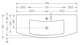Раковина Акватон SEVIGLIA 120x12 (1195x455) FLOAT VIOLA MET в Орле 1