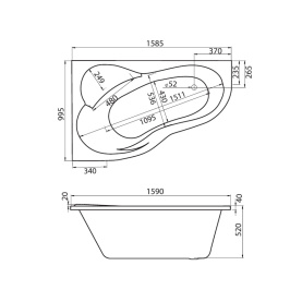 Ванна акриловая Santek Ибица XL 160x100 с гидромассажем левая Базовая Плюс 1WH112372 в Орле 1