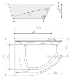 Каркас Alpen 170x110 для асимметричной ванны металлический в Орле 1