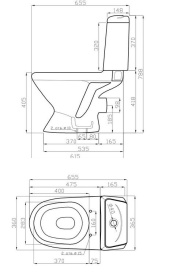 Унитаз-компакт Della Glance Plus DE811090008, горизонтальный выпуск, 2-реж смыв, с сиденьем дюропласт в Орле 2