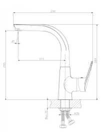 Смеситель одноручный Rossinka (40 мм)  для кухни с высоким литым поворотным изливом, LM Терракот в Орле 1