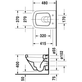 Унитаз подвесной Duravit Durastyle 370x480 мм 2539090000 компактный, с вертикальным смывом, без крепления в Орле 1