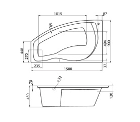 Ванна акриловая Santek Майорка 150x90 с гидромассажем левая Базовая 1WH112346 в Орле 1