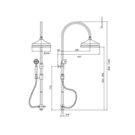 Душевая колонна Cezares ELITE-CAE-03/24-Bi с ручным и верхним душем для смесителя в Орле 1