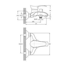 Смеситель EMDEN (арт. EM61611141) для ванны короткий изл., карт.40мм Zollen в Орле 2