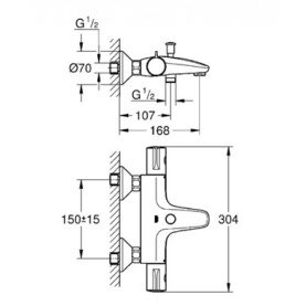 Смеситель GROHTHERM 800 (арт.34567000) термостат для ванны,доп.огр.темп GROHE в Орле 2