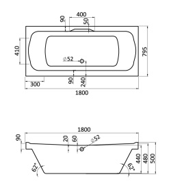 Ванна акриловая Santek Корсика 180x80 с гидромассажем Комфорт Плюс 1WH112396 в Орле 1