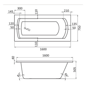 Ванна акриловая Santek Монако XL 160x75 с гидромассажем Базовая 1WH112340 в Орле 1