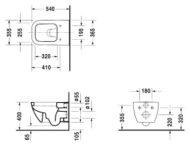 Унитаз подвесной Duravit Happy D.2 365x540 мм 2221090000, с вертикальным смывом, с креплением Durafix в Орле 2