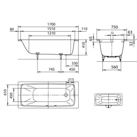 Ванна стальная Kaldewei Cayono 170х75x41 прямоугольная Мод 750 в Орле 2