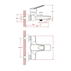 Смеситель WORMS (арт. WO61411441) для ванны короткий изл., карт. 40 мм Zollen в Орле 2