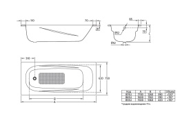 Стальная ванна BLB Universal Anatomica HG 170x75 см B75L с отверстиями под ручки 208 мм в Орле 3