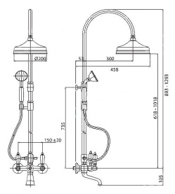 Душевая колонна Cezares FIRST-CVD-03/24-Bi со смесителем для ванны в Орле 1