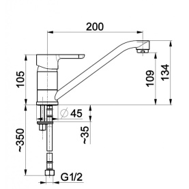 Смеситель GRANAT (5523-914-00) для кухни, повор.изл. 200мм, G12 Armatura KFA в Орле 2