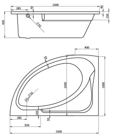 Ванна акриловая Santek Ибица XL 160x100 с гидромассажем правая Комфорт Плюс 1WH112413 в Орле 2