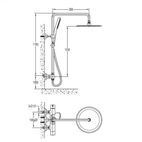 Душевая колонна Cezares SIESTA-CD-T-01 с термостатическим смесителем верхним и ручным душем в Орле 1